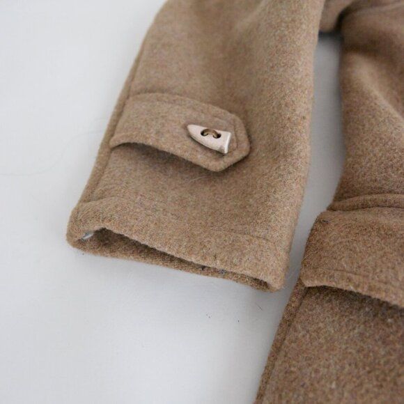 Vintage 70's Tan Zip Up 40% Wool Knee Length Duffle Coat L - Picture 13 of 16